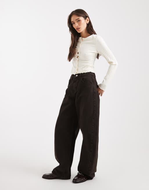 Miss Selfridge – Gräddvit, ribbad kofta, 4 av 4