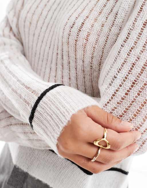 Miss Selfridge – Gräddvit, skir, stickad tröja med kontrastdetaljer, 3 av 4