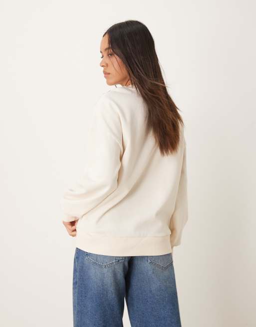 Miss Selfridge – Gräddvit sweatshirt med broderier och utskurna detaljer, 4 av 4