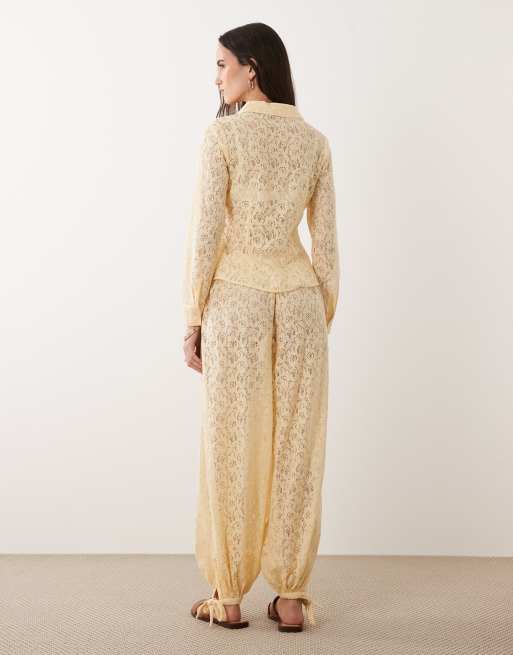 Miss Selfridge – Gräddvita ballongbyxor i spets, 5 av 5