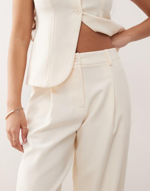 Miss Selfridge – Gräddvita, figursydda byxor med vida ben, del av set, 3 av 5