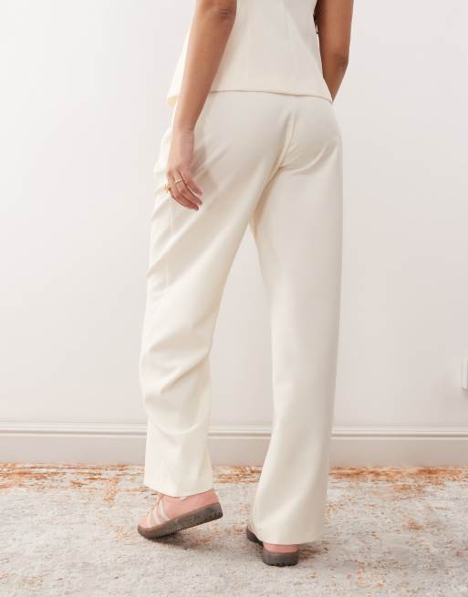 Miss Selfridge – Gräddvita, figursydda byxor med vida ben, del av set, 4 av 5