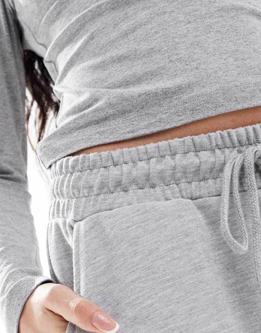 Miss Selfridge - Gråmelerede bløde bukser med vide ben og løbesnor - Del af sæt, 2 af 5