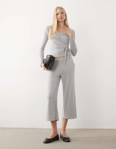 Miss Selfridge – Grått, supermjukt set med byxor och topp med borstad textur - view 1