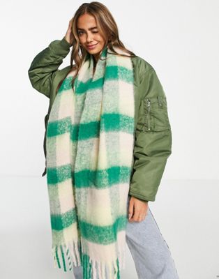 Miss Selfridge green check scarf