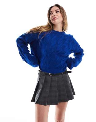 Miss Selfridge - Grobstrickpullover mit Zopfmuster-Blau