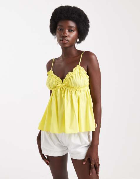 Miss Selfridge - Gul camitop i poplin - view 1