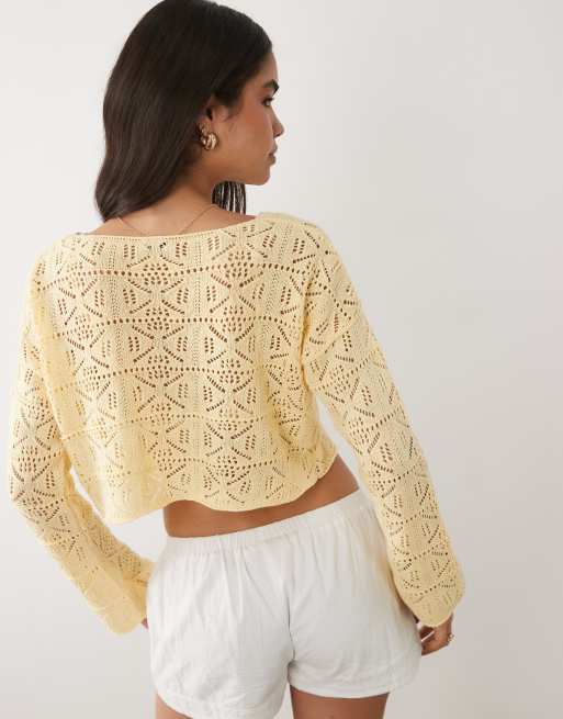 Miss Selfridge – Gul, virkad tröja med slouchy passform, 2 av 4
