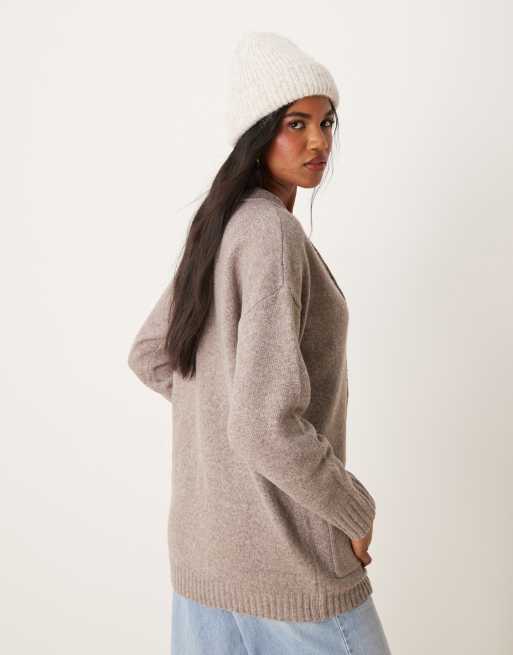 Miss Selfridge - Halflang vest met naaddetail in taupe, 4 van 4