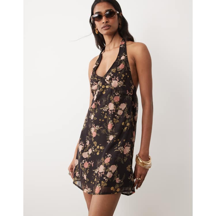mini a line dress Strapless Short A-Line Homecoming Dress with Print Ivory/Bright Pink/Print / 8