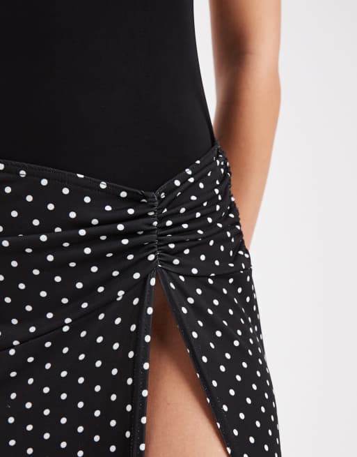 Miss Selfridge halter neck maxi dress in polka dot
