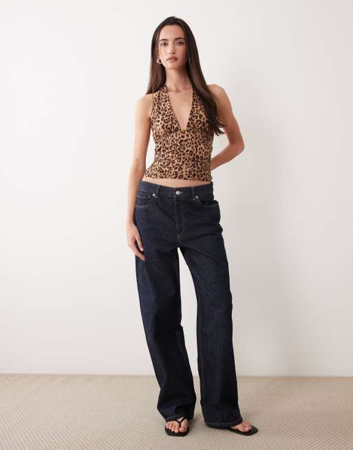 Miss Selfridge halter neck top in leopard print, 2 of 4