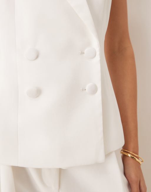 Miss Selfridge halter waistcoat in ivory