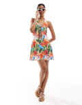 [Miss Selfridge] Miss Selfridge halterneck dress in tropical print-Multi XS Tropical print