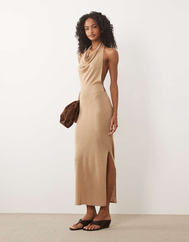 gold glitter knit dress Miss Selfridge - Maxi - Women - Viscose/Nylon/Metallic Fibres - S Midi dress
