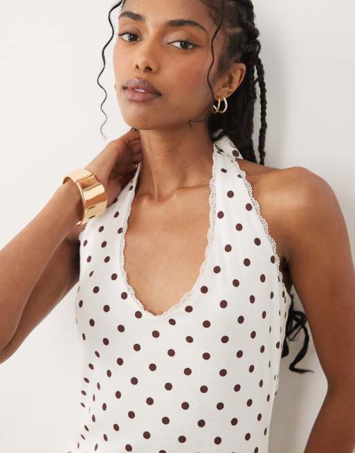Miss Selfridge halterneck maxi dress in polka dot print, 2 of 4