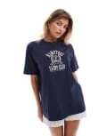 [Miss Selfridge] Miss Selfridge Hamptons oversized tee-Navy 10 NAVY