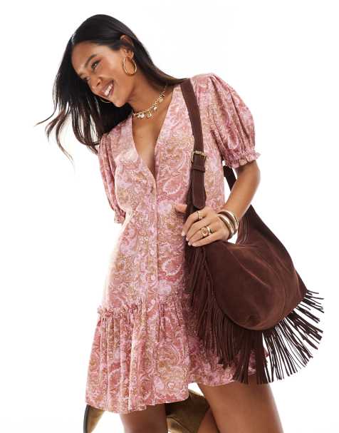 Miss Selfridge – Hängerkleid aus gesponnenem Material mit Paisleymuster - view 1