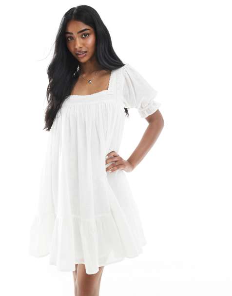Miss Selfridge – Hängerkleid aus Voile in Weiß - view 1