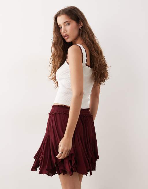 Miss Selfridge hanky hem mini skirt in fig, 5 of 5