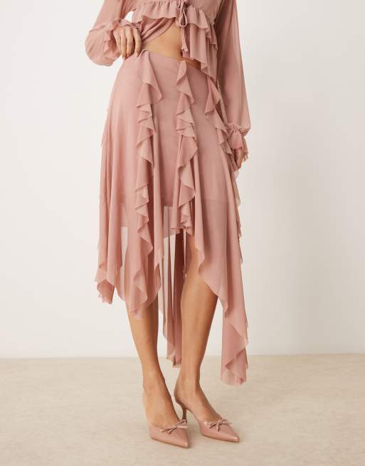 Miss Selfridge hanky hem skirt in blush ASOS