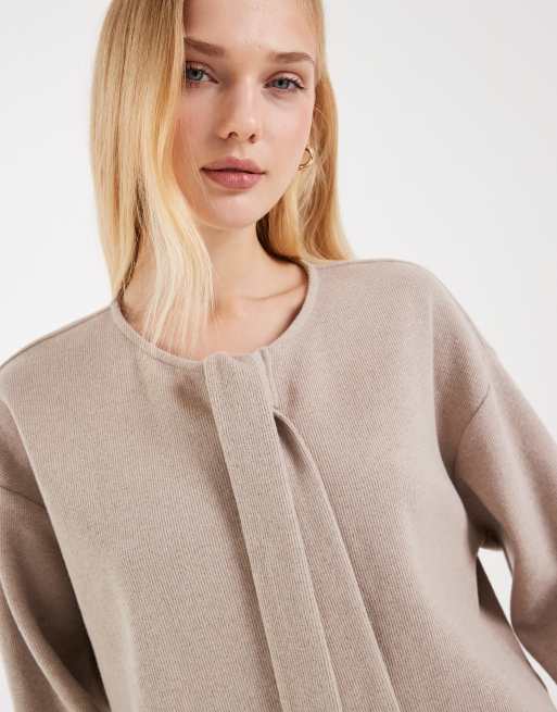 Miss Selfridge – Havrefärgad, borstad kofta med knytning, del av set, 4 av 4