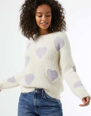 Miss Selfridge heart and pearl jumper in multi | ASOS