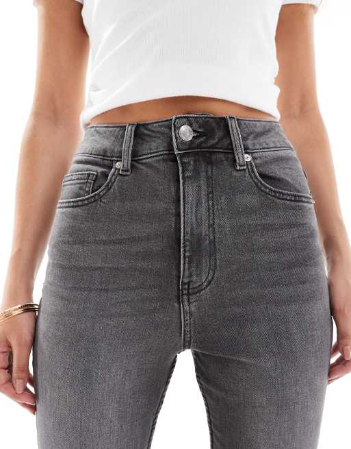 Miss Selfridge heart pocket flare jeans in black wash