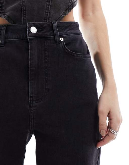 Miss Selfridge heart pocket straight leg jean in black wash