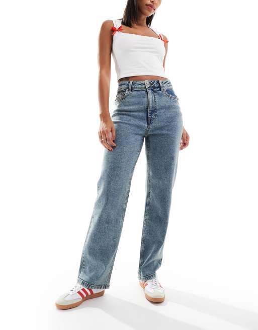 Miss Selfridge heart pocket straight leg jean in dirty wash