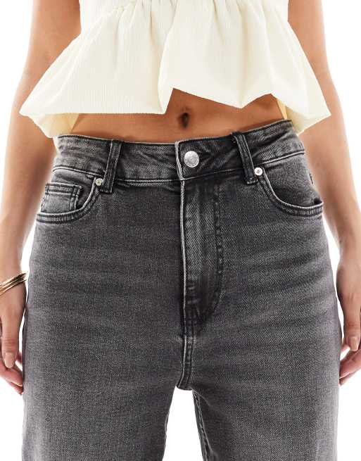 Miss Selfridge heart pocket straight leg jeans in black
