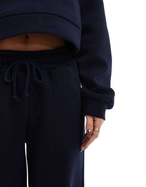 Miss Selfridge heavy fleece lined wide leg trackies in indigo, 4 of 5