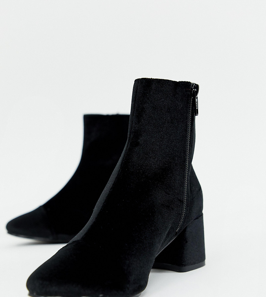 Miss Selfridge heeled ankle boots in black velvet