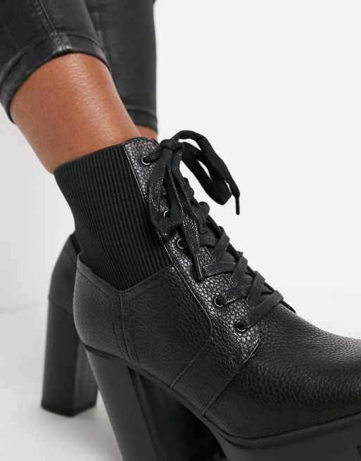 miss selfridge hiker ankle boot in black