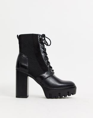 miss selfridge hiker ankle boot in black