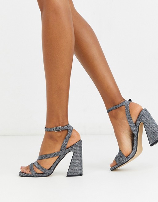 Miss Selfridge heeled sandals with flared heel in snake