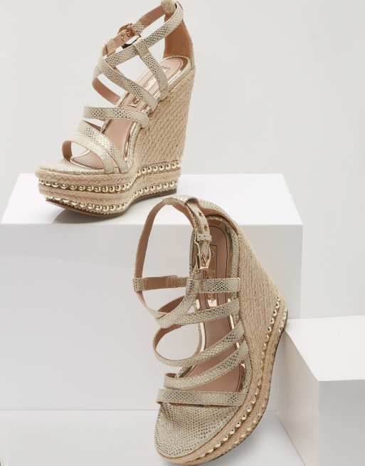 Miss selfridge sale gold wedges