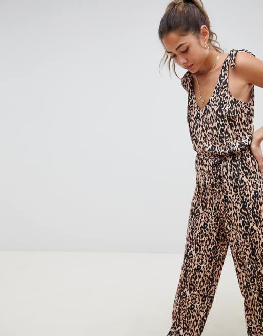 Miss Selfridge – Heldragt i leopardprint med bindebåndsdetalje på stropper, 4 af 4