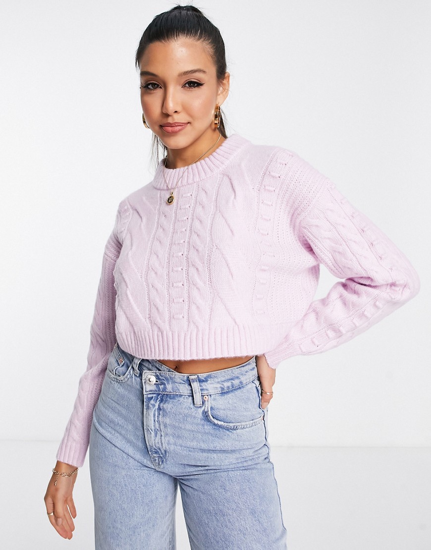 Miss Selfridge heritage chunky cable jumper in lilac-Purple