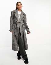 ASOS DESIGN heritage check trench coat in mono | ASOS