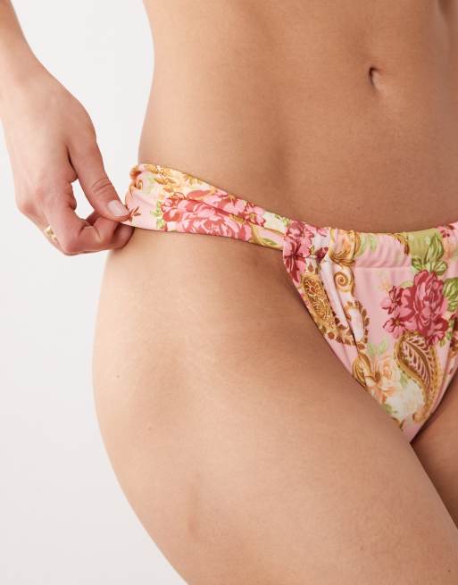 Miss Selfridge high leg bikini bottoms in paisley print, 4 of 4