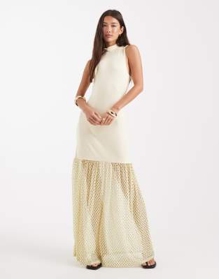 Miss Selfridge high neck hybrid maxi dress-Yellow