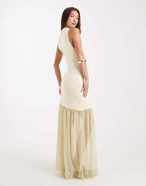 Miss Selfridge high neck hybrid maxi dress