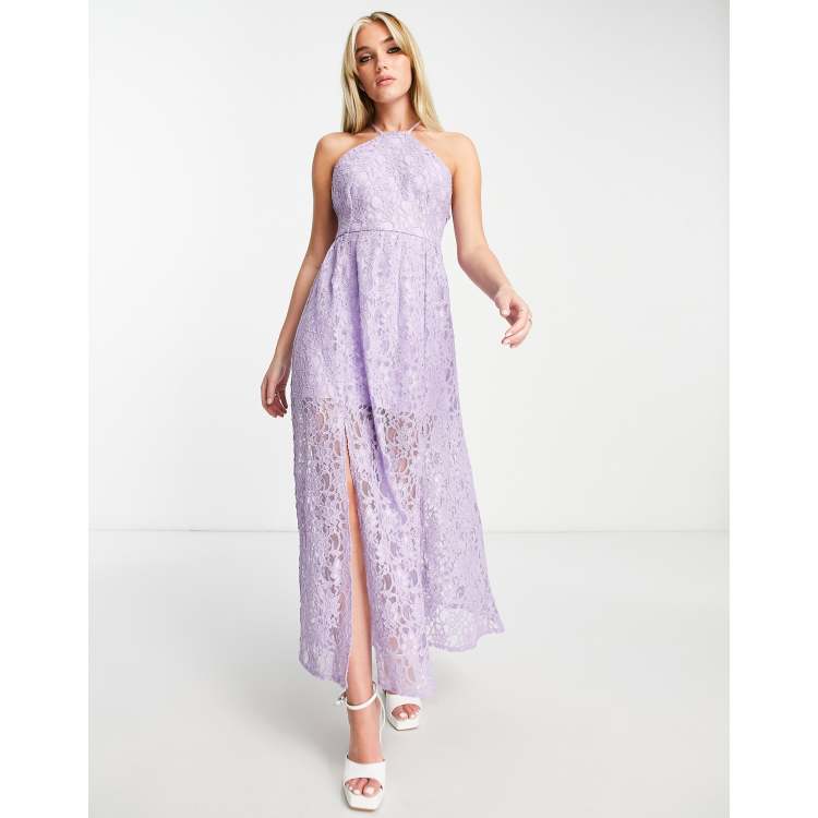 Lavender lace hot sale midi dress