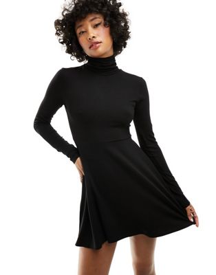 Miss Selfridge high neck mini dress in black