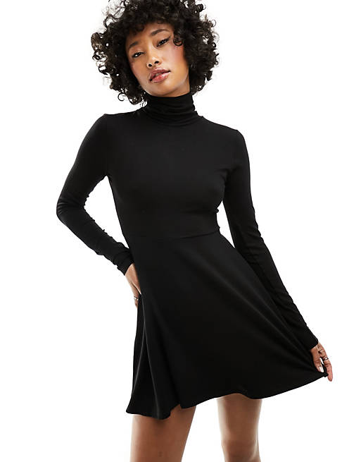Miss Selfridge high neck mini dress in black | ASOS