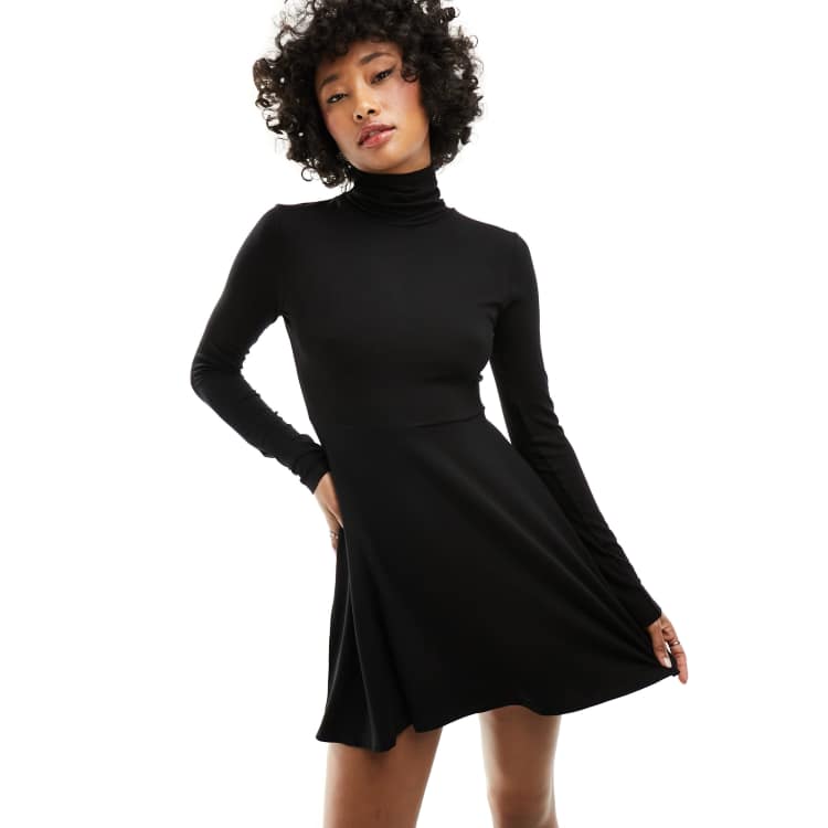 Black turtleneck skater clearance dress