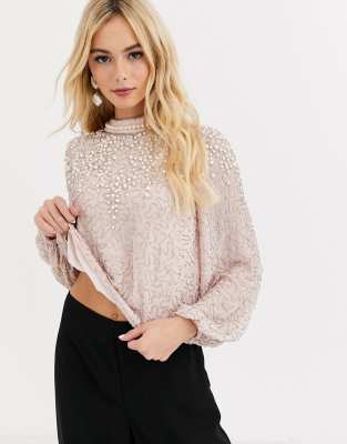 Miss Selfridge high neck top with 