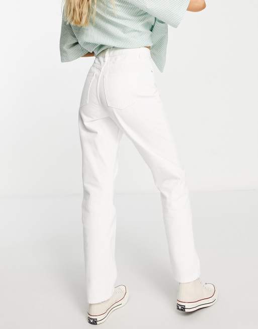 High Waist Relaxed Jeans - White