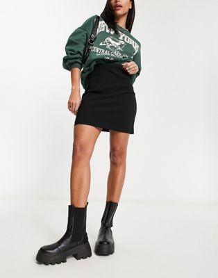 Miss Selfridge high waist mini skirt in black | ASOS